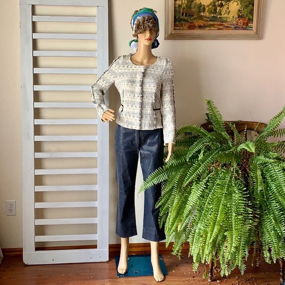 NWOT Zara Fringe Tweed Blazer Snaps zip pockets - Picture 2 of 8